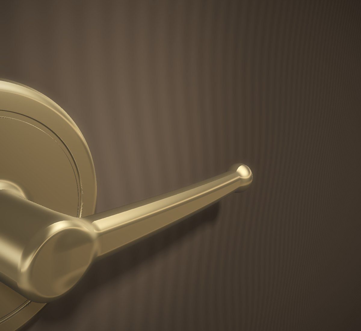 Close-up of a brass lever handle